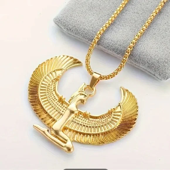 Egyptian Goddess with Wings, Pendant Necklace for Men and Women, Fairy Phoenix - Picture 4 of 7